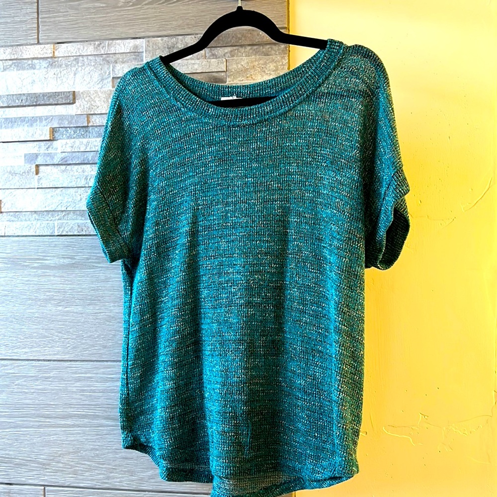 Teal dress shirt with gold sparkles
